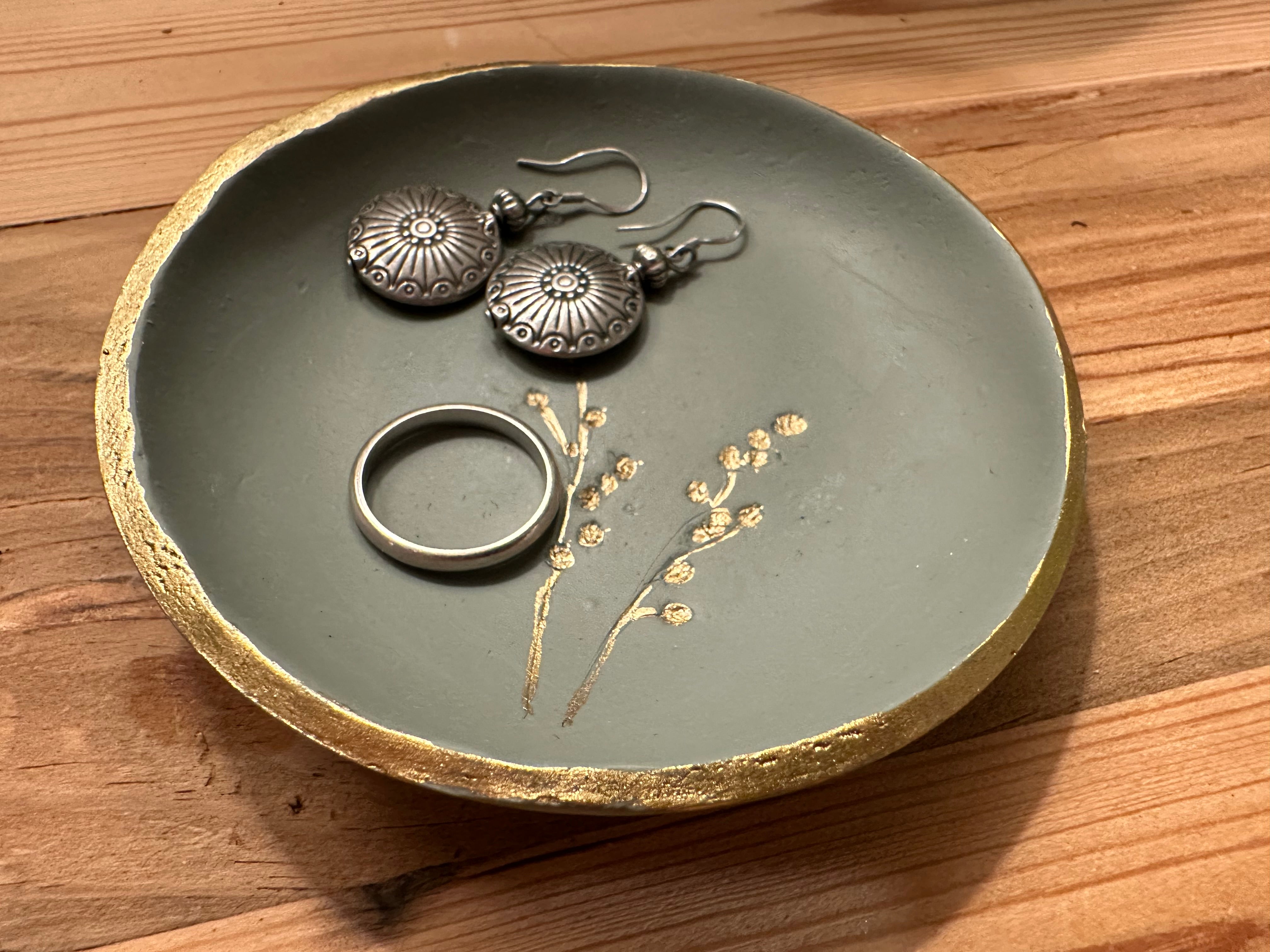 Artemis Green & Gold - Handcrafted Trinket Dish