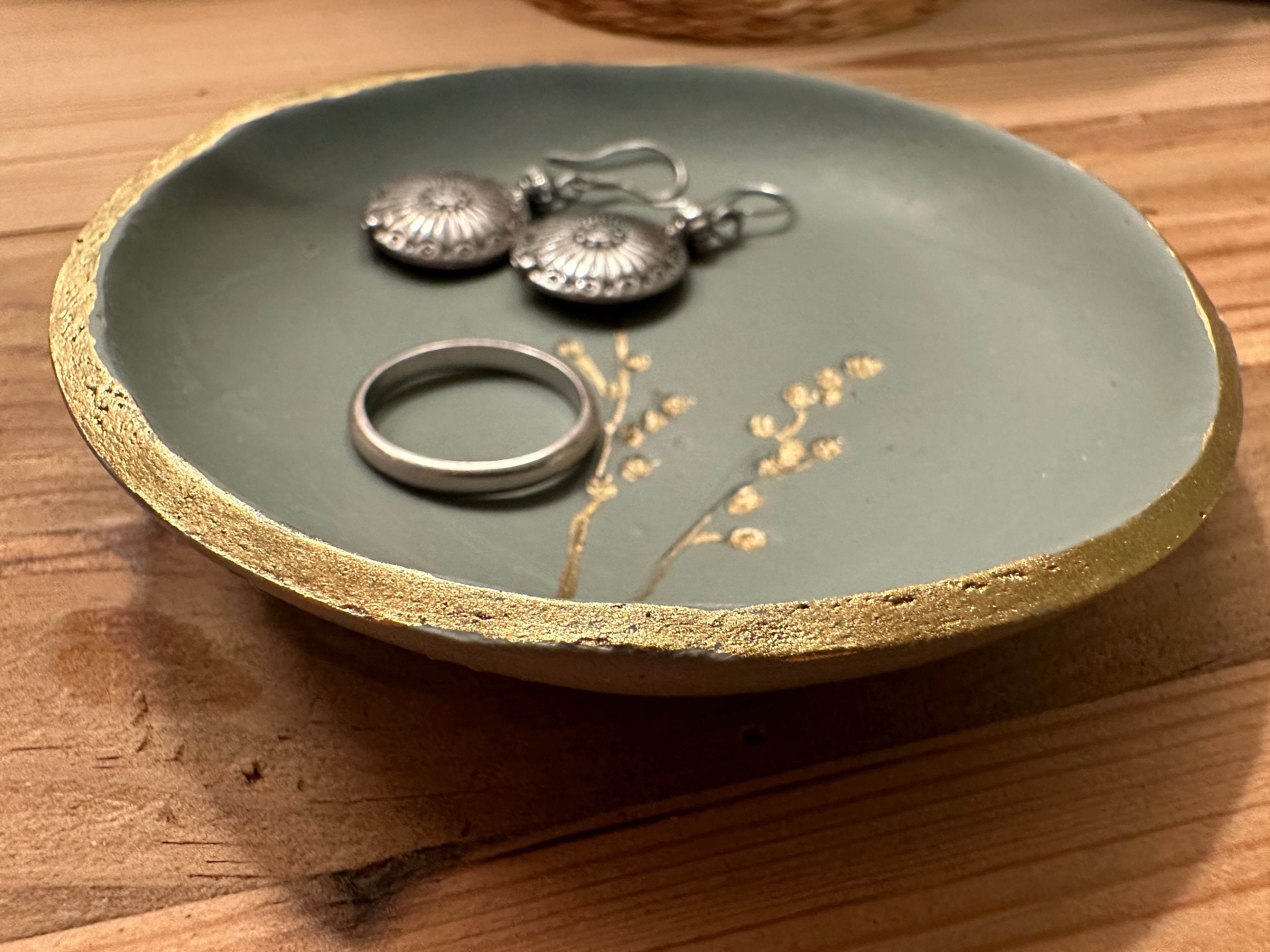 Artemis Green & Gold - Handcrafted Trinket Dish