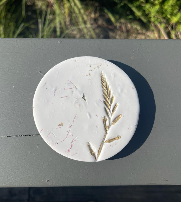 White Bottlebrush and Harvest Gold - Handcrafted Coasters