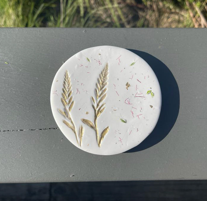 White Bottlebrush and Harvest Gold - Handcrafted Coasters